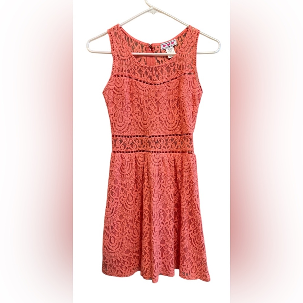 Trixxi Vibrant Coral Lace Dress